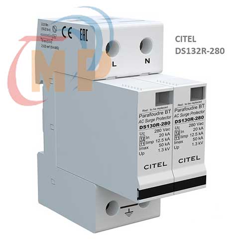 Chống-sét-1-pha-2P-(L+N)-Type-1+2-(12,5kA-50kA.cực)-Model-DS132R